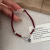 Prata Esterlina S925 Corda Vermelha Trançada Prata Quebrada Carta em Inglês Cartão Pulseira Retro Do Velho Guofeng Étnico Puxar