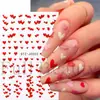 Adesivos de Unhas Artísticas Novos Transfronteiriços Dia dos Namorados Coração Vermelho Romântico Inglês Branco Linha Francesa Adesivos de Unhas Adesivos