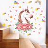 Nuevas Pegatinas de Pared de Unicornio Arcoíris Cálidas para Habitación Infantil Estilo Dibujos Animados Decoración Temática Pegatinas de Pared Autoadhesivas Venta al por Mayor
