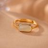 Anillo de plata de ley S925 con diseño de ciervo, chapado en oro, jade hetiano natural, sencillo y elegante, abierto, brillante y a la moda.