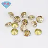 Huagang Gems Anel Face de Zircônia Cor Champagne Banhado a Ouro Pedra Solta Zircônia Artificial Redonda Unha de Arte com Fundo Pontiagudo Strass