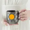 Caneca de Cerâmica Escama de Peixe Personalizada com Logo Estilo Retrô Grande Capacidade Selo de Cobre Caneca de Cerâmica Nova Colorida Presente Caneca de Café