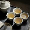 Taza de té de cerámica de color sólido, juego de té kung fu, gris hierba y madera, taza de té literati, taza de té con patrón tirado a mano, taza individual para el hogar