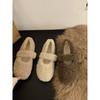 Zapatos Mary Jane Planos Versátiles de Piel para Mujer, Calzado de Exterior 2025 Nuevos Zapatos de Algodón de Terciopelo Otoño e Invierno