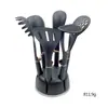 Espátula de nylon con base, juego de 6 piezas, plástico, sartén antiadherente, cuchara para sopa, juego de espátulas, herramientas de cocina para cocinar y hornear