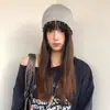 Gorro Holgado Coreano para Mujer Moda Versátil Tejido a Mano Hueco Adelgazante Facial Ins Moderno Brillante Fresco Turbante Gorro para el Frío