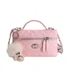 Bolsa Caja de Maquillaje Vintage, Bolsa Pequeña con Acabado Texturizado, Cadena Acolchada Estilo Chanel, Bolso de Hombro y Cruzado de Lujo Ligero para Mujer