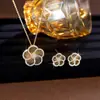 Conjunto de Collar y Pendientes de Zirconia con Forma de Pétalo de Lujo para Mujer, Accesorios de Vestido de Novia Estilo Europeo y Americano, Cadena de Clavícula de Moda