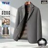 Traje casual para hombre, estilo de negocios otoño/invierno, color liso, lana ligera, lujoso business casual, lana de doble cara, chaqueta de traje hecha a mano
