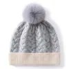 Nuevo gorro de punto trenzado de cachemira con pompón, sombrero cálido y a prueba de frío, cobertura para la cabeza simple y versátil para exteriores, gorro para ciclismo en clima frío
