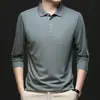 Camiseta cómoda y elegante de manga larga para hombre, para principios de otoño, estilo business casual, con cuello camisero, marca Polo, adecuada para papás