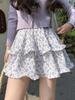 Falda de Pastel Estilo Perezoso Estilo Coreano para Mujer Verano Cintura Alta A-Línea Casual Falda Corta Falda Floral Suave de Bosque