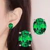Pendientes Sencillos de Piedra Artificial para el Día a Día con Brillante Diseño de Estrella de Cuatro Garras para Mujer, Pendientes Ovalados de Diamante de Lujo Ligero de Gama Alta, Envío Directo