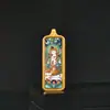 1*3 Ocho Grandes Budas Guardianes de la Vida Zha Ji Manjushri Mahasthamaprapta Wuye Zorro Inmortal Acero de Titanio Colgante Tangka Pequeña Barra de Oro