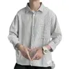 Camisa a Rayas de Manga Tres Cuartos para Hombre para Primavera, Otoño y Verano, Camisa Casual de Manga Corta Estilo Coreano, Chaqueta Versátil Elegante y Moderna