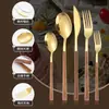 Vajilla Estilo Japonés Acero Inoxidable 304 Mango Imitación Madera Cuchillo y Tenedor Cuchara Clip Mango Madera Dorada Vajilla Estilo Occidental Tenedor para Postre Cuchara