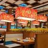 Nuevo Candelabro de Comedor Estilo Chino, Lámparas para Salón de Estofado en Olla de Hierro Estilo Noreste, Iluminación Creativa Especial, Faroles Grandes de Tela de Flores