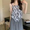 Camisola floral irregular con borde cruzado, diseño de verano, sensación de uso, blusa sin mangas dulce y fina para chica sexy, moda femenina