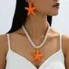 Collar Colgante de Estrella de Mar Metálica Colorida Estilo Vacacional Transfronterizo Europeo y Americano para Mujer Collar de Cuerda Gruesa con Forma de Estrella Estilizado para Playa