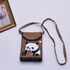 Bolso para teléfono móvil de estilo coreano con diseño de panda pequeño, bandolera de punto, bolso de mano con solapa, bolso informal para salir