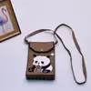 Versão Coreana da Nova Bolsa de Celular de Nicho Panda Vermelho Bolsa de Ombro Cruzada Tricotada Bolsa de Mão Bolsa Flip Bolsa Casual para Passeio