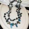 Collar Colgante de Corazón con Diamantes y Esmalte Europeo y Americano Transfronterizo, Cadena de Clavícula de Lujo Ligero de Gama Alta, Collar de Estilo Vacacional a la Moda para Mujer