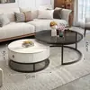 Mesa de centro de pizarra para sala de estar, uso doméstico, mesa de cristal templado, minimalista moderno, apartamento pequeño, lujo ligero, nuevo modelo 2026, redonda, minimalista