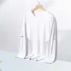 Camiseta casual versátil de manga larga para hombre para otoño, cuello redondo, camiseta básica de color liso de moda, cómoda, transpirable, top de corte holgado