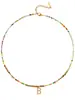 Amazon Transfronterizo Nuevo Colgante de Letra Inglesa Mayúscula 26 Colores Cuentas de Mijo de Colores Collar de Cuentas Ajustable para Mujer