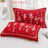 Fundas de Almohada de Gasa de Algodón Puro Rojas Festivas del Año del Caballo, un Par de Fundas de Almohada de Algodón Grueso Anti-Sudor Lindas de Dibujos Animados de Alta Gama