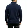 Cárdigan de punto trenzado con cuello alto para hombre, engrosado para otoño e invierno, suéter de punto trenzado con patrón de rombos, prenda exterior casual para hombre, stock de fábrica