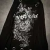 Marca Independente Primavera e Outono Novo Y2K Estampa de Caveira Ins Street Retro Dark Slim-Fit Top Feminino de Manga Longa