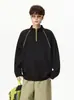 Moletom masculino de manga longa com zíper parcial e design texturizado, novo modelo 2026 para primavera e outono, peça casual solta para casais