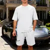 Amazon Europeu e Americano Transfronteiriço Pesado Masculino Casual Oversized Solto High Street Tricô Jacquard Manga Curta Conjunto de Shorts Atacado