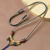 Corda de Colar Trançada Feita à Mão de Xizang, Corda de Acessório Pendente Multicolorida, Corda Pendurável de Brinquedo Cultural Tendência com Borla Vintage, Novo Estilo Chinês Estilo Nacional