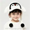 Gorro de peluche para bebé con forma de pingüino, cálido y grueso para el invierno, gorro protector de orejas para niños y niñas, gorro pullover para bebés y niños de otoño e invierno