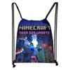 Sacola de Compras Personalizada de Moda Minecraft com Bolso de Cordão Criativo Portátil para Crianças ao Ar Livre Estudante Sacola com Cordão Atacado