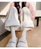 Pantalones anchos de chenilla de leche informales con cintura alta y dosificación para mujer, otoño e invierno, talla 145, pantalones estrechos de pierna recta con forro polar pequeño.