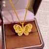 Pingente Borboleta Oca de Ouro Antigo com Diamantes para Mulheres, Corrente de Suéter Super Fada com Laço Requintado, Pingente de Luxo Leve e de Alta Qualidade