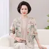 Conjunto de dos piezas de outer de manga corta holgado para mujer de mediana edad, nuevo estilo otoño 2026, top de traje de manga larga para mujer de 50 años