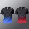 Camisetas Transfronteiriças Novas com Cor Degradê para Homens e Mulheres, Conjunto de Moletom de Manga Curta Estilo Casal, Camiseta de Manga Curta Masculina para Corrida de Verão