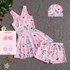 Traje de baño de una pieza para niñas, novedad de 2024, conjunto de falda de baño para niños de dibujos animados, bañadores para niños pequeños y medianos, traje de baño para niñas
