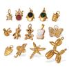 Calientes nuevos accesorios de joyería diy pequeña libélula oso incrustado circón acero inoxidable chapado oro 18K colgante collar mujeres