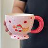 Taza para Beber en Casa, de Aspecto Elegante, Taza Exquisita y Hermosa, Regalo para Niñas, Taza de Oficina con Tapa y Cuchara, Taza de Cerámica