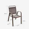 Mesas e Cadeiras de Rattan para Exterior, Cadeiras de Rattan Sintético, Conjunto de Mesa e Cadeiras com Guarda-sol para Cafeteria e Loja de Chá de Ferro Forjado para Pátio, Conjunto de Cinco Peças para Lazer ao Ar Livre