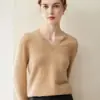 Nuevo suéter de punto de cachemira pura para otoño e invierno, jersey holgado para mujer, top básico versátil de color liso