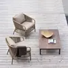 Sofá Exterior Tejido de Ratán Conjunto de Muebles de Ocio para Patio Balcón Estilo Nórdico Impermeable Protector Solar Juego de Sillas Individuales