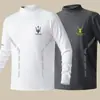 Top de fleece dupla face para outono e inverno com gola alta, camada interna unissex slim-fit para negócios, camisa base quente, camiseta masculina de manga longa