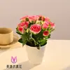 Flores Falsas Pastorales, Flores Artificiales, Tela de Seda, Rosa Triangular Pequeño Bonsái, Decoración para Sala de Estar, Estudio, Escritorio de Oficina, Venta Directa de Fábrica