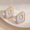 Pendientes geométricos de rombos en color rojo vibrante estilo Hong Kong transfronterizos con ribete dorado, tachuelas huecas de resina de doble capa, accesorios de vestir para mujer